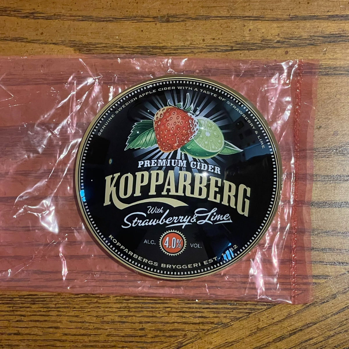 Kopparberg Strawberry & Lime badge in its packaging