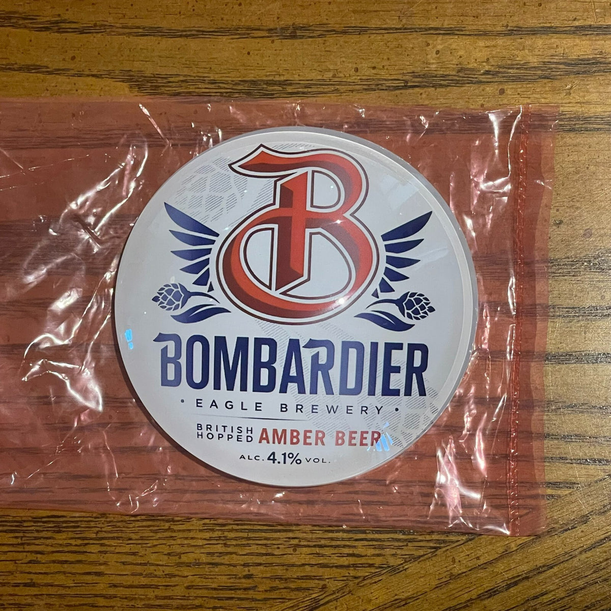Bombardier badge in its packaging