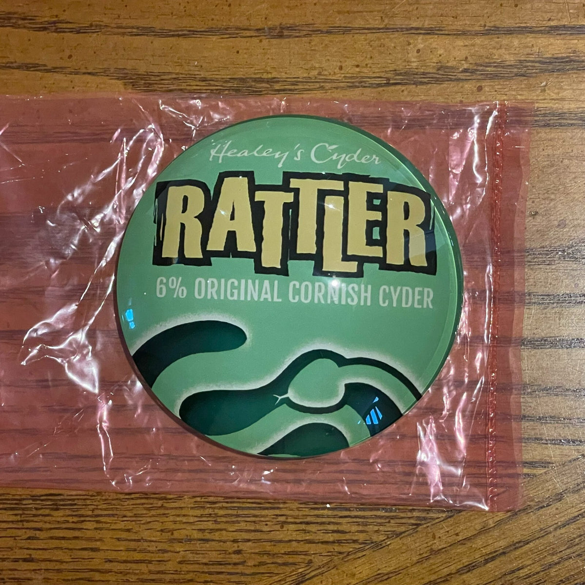 Rattler Cyder badge in its packaging