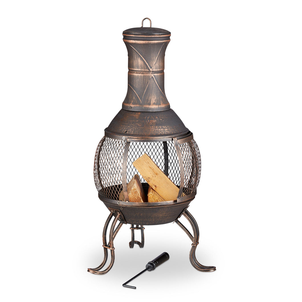 Antique Chiminea with Fire Poker